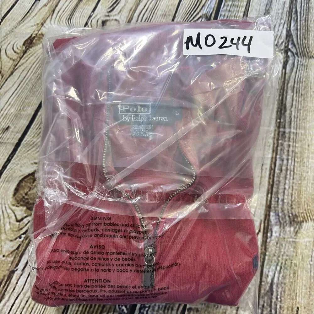 Polo Ralph Lauren Sweater Mens Large Red 1/4‎ Zip Pullover Pony Logo Preppy